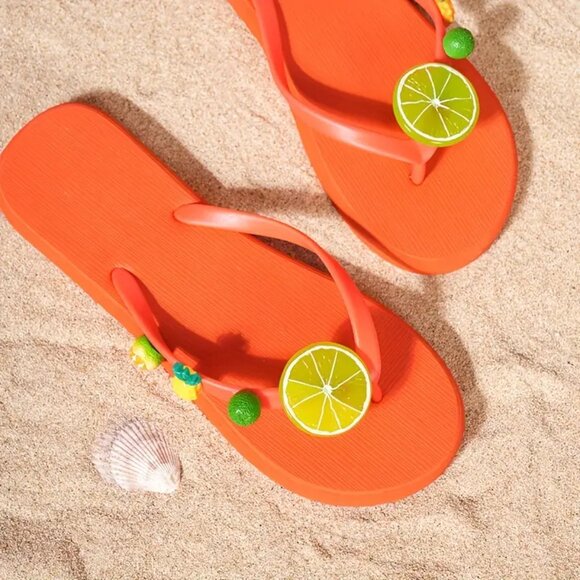 Women’s EVA Flip-Flops – Fruit & Floral Print, Lightweight Beach Slides - Picture 8 of 10